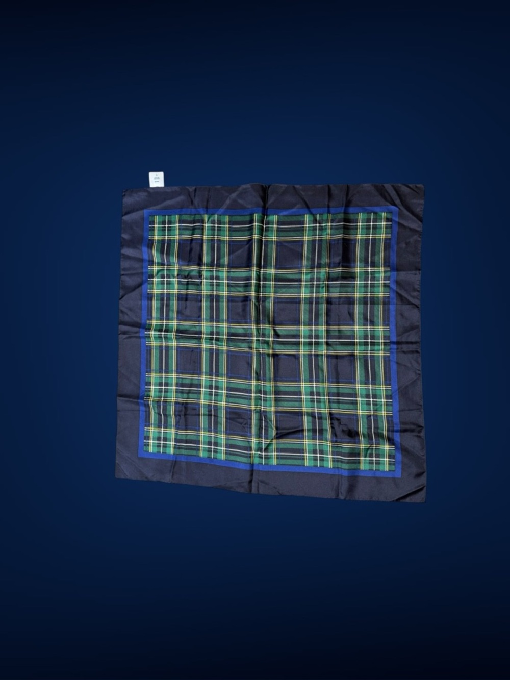 Lands' End Navy, Green & Blue Plaid Silk Scarf